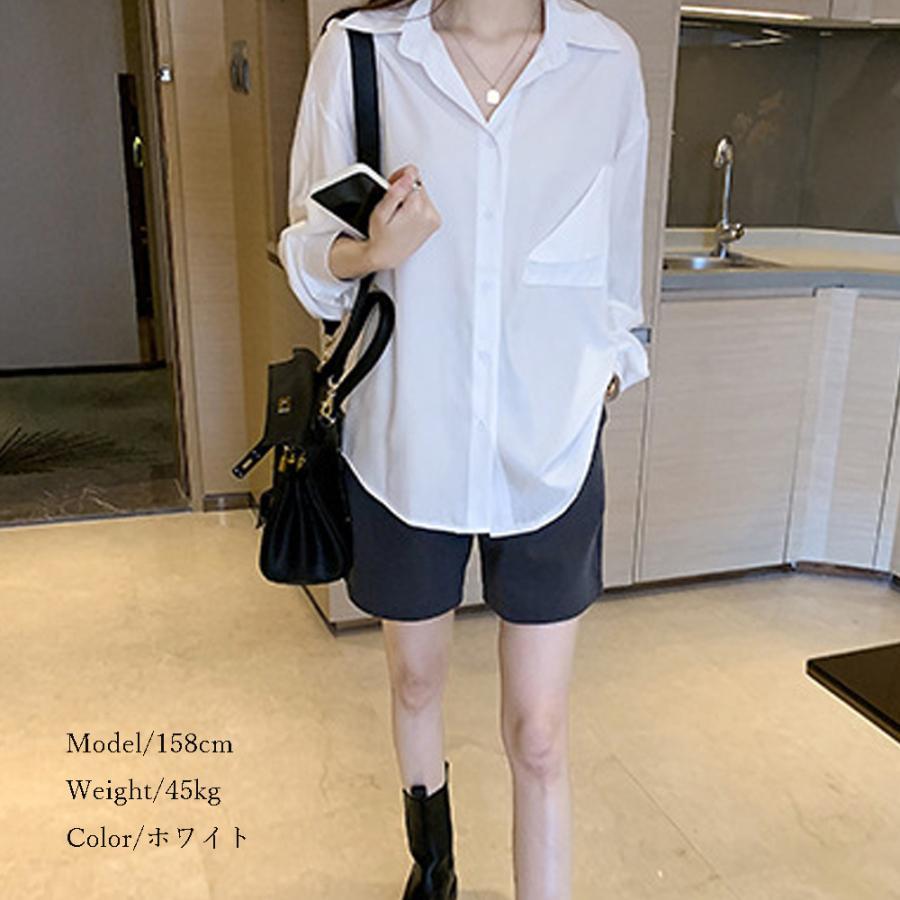 シャツ・ブラウス | シャツ おしゃれ 無地 オフィス ボダン ブラウス トップス ロング 襟付き 前開きシャツ レディース 仮ポケット付き