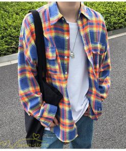 シャツ | ライトアウター 秋服 薄手 メンズ チェック柄 長袖 ポケット 韓国風 カッコウイイ 日常感 ワイドコットン 大きいサイズ トップス 大きいサイズ 男性着