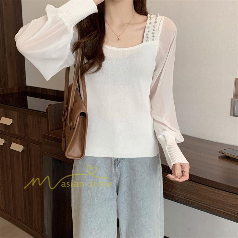 tシャツ・カットソー | カットソー トップス レディース ロンT Tシャツ 春 長袖 おしゃれ シフォンシャツ エレガント 20代30代40代 カジュアル お出かけ 着回し 通勤通学 ファッション