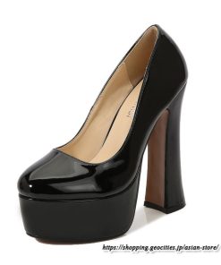 パンプス | 22.5cm-28cmハイヒール厚底ラウンドトゥ ストラップなし レディースシューズ 大きいサイズ 大人 上品 パーティー コス 太ヒール