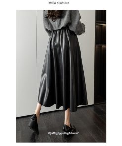 スカート | ロングレザープリーツAライン秋 冬 レディース ロング丈 着痩せ 20代 30代 40代 送料無料 50代 2022年