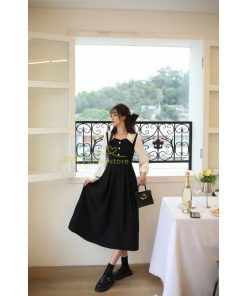 マキシ | ドッキングワンピース 秋 レディース 長袖ワンピ 切替 フェイク レイヤード風 重ね着風 Aラインワンピース 着痩せ ワンピース 可愛い 大人 二次会 30代40代