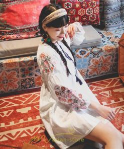 ミニ丈 | ワンピース レディース 長袖 夏秋 きれいめ 大人膝上 リゾート 花柄 おしゃれ 可愛い 通勤 お呼ばれ 綿麻 レトロ がーりー 甘め エスニック風 デート