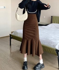 ロングスカート | マーメイドスカート秋冬 ロングスカート黒