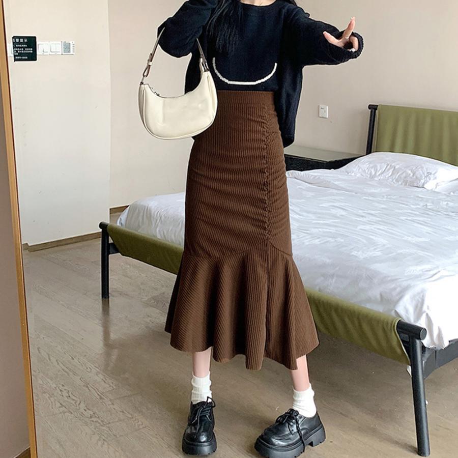 ロングスカート | マーメイドスカート秋冬 ロングスカート黒