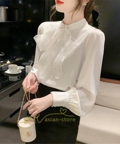 シャツ・ブラウス | ブラウス レディース きれいめ 40代 春夏秋新作 オシャレブラウス リボンネック 長袖トップス 大人 通勤OL カジュアル 50代 ゆったり エレガント シャツ30代