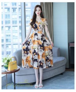 ミディアム | Aラインワンピース レディース 着痩せ 花柄 30代 40代 サマーワンピース ひざ下丈 ワンピース フレア きれいめ 大きいサイズ 上品 ポケット付き プリント 夏