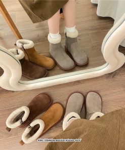 ブーツ | ムートンレディース ショートムートン 靴 防寒 冬物 フラットヒール 痛くない 防滑 ふわふわ もこもこ 履きやすい 歩きやすい 暖かい