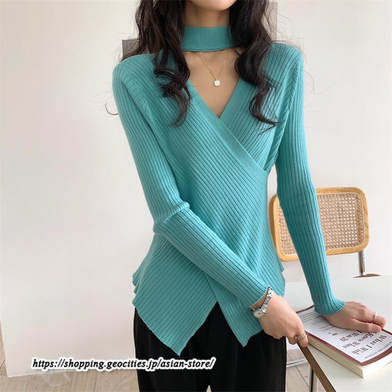 ニット・セーター | カットソー ニット レディース リブニット 長袖 秋冬 春 トップス スリム ストレッチ インナー 無地 長袖ニット 長袖カットソー プルオーバー 通学通勤 着痩せ