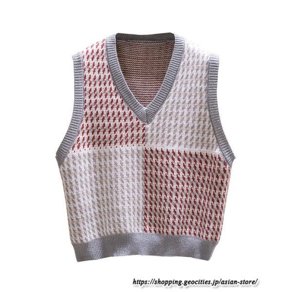 ベスト | ニットレディース トップス Vネック タンクトップ ノースリーブ 袖なし インナー ニット 女ニット 20代30代 重ね着風 レイヤード風 セーター