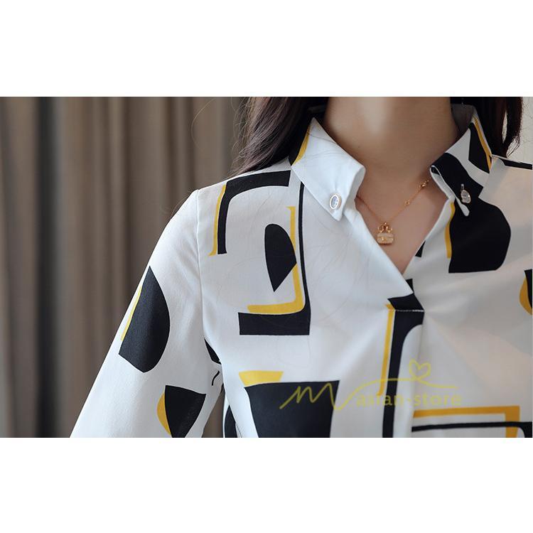 在庫ある | 短納期ブラウスレディースシャツ シフォンブラウス ビジネスカジュアルシャツトップス オフィスブラウス フォーマルシャツ 薄手 通学通勤 プリント 春夏衣装