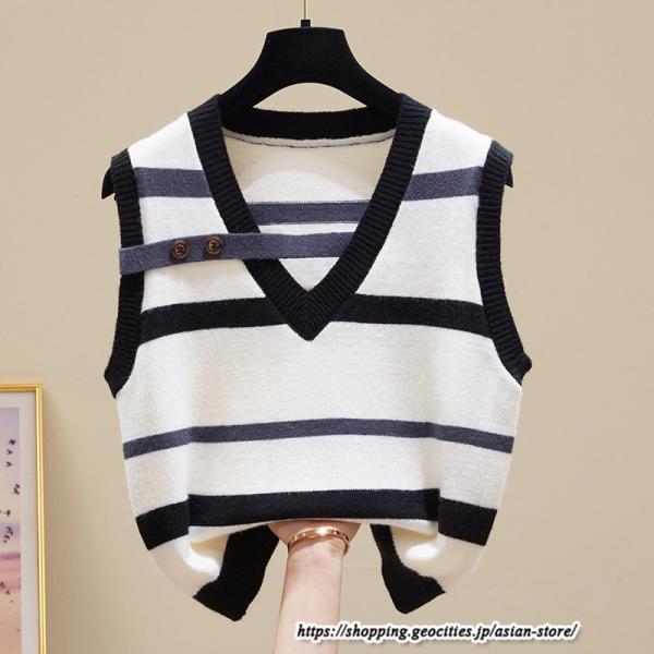 ベスト | ニットレディース トップス Vネック タンクトップ ノースリーブ 袖なし インナー ニット レイヤード風 20代30代 重ね着風 セーター 女ニット