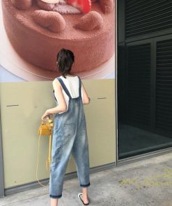 オーバーオール サロペット | サロペットパンツ オーバーオール デニム ゆったり ハイウエスト レディース カジュアル ヴィンテージ加工 無地 2020夏コーデ 復古風 デイリーコーデ