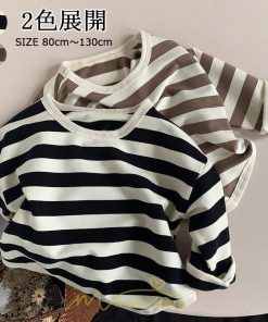 衣装 服 | 子供服 長袖Tシャツ キッズ 男の子 女の子 ロンT トップス 長袖 コットン 春 秋 カジュアル ボーダー柄 ナチュラル 可愛い 男女兼用