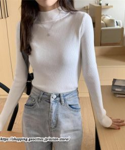 ニット・セーター | カットソー ニット レディース リブニット 長袖 秋冬 春 トップス スリム ストレッチ インナー 無地 プルオーバー 長袖ニット 通学通勤 長袖カットソー 着痩せ