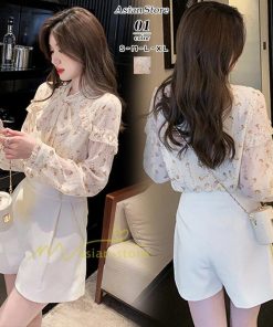 シャツ・ブラウス | ブラウス トップス シャツ レディース シフォン 無地 長袖シャツ ファッション カジュアル エレガント 細身 優雅 通勤 花柄 新作 リボン付き 上品 オシャレ OL