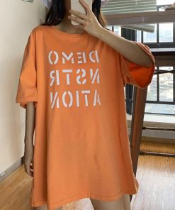 Tシャツ・カットソー | ラウンドネック カットソー 半袖 ロゴｔシャツ ロング トップス 体型カバー レディース 英字プリントtシャツワンピース ゆったり