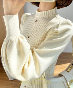 ニットワンピース | レディース 冬 きれいめ ニットフレア ロング おしゃれ ハイネック パフスリーブ 着痩せ エレガント おしゃれ フェミニン 送料無料 可愛い