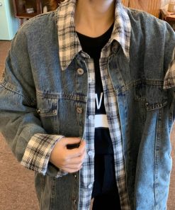 テーラードジャケット | ジャケット オーバーサイズ アウター 秋冬 レディース ドッキング デニム Gジャン