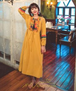 マキシ | ワンピース 個性的 ロングワンピース 細見えワンピース エスニック 綿麻 リゾート ワンピ 長袖 刺繍 カジュアル 大人 春夏秋 きれいめ 上品 ゆったり 体型カバー