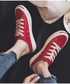 シューズ | スニーカー キャンバス 歩きやすい スリッポン かかとなし ローカット レディース スニーカー 春夏 美脚 スニーカー