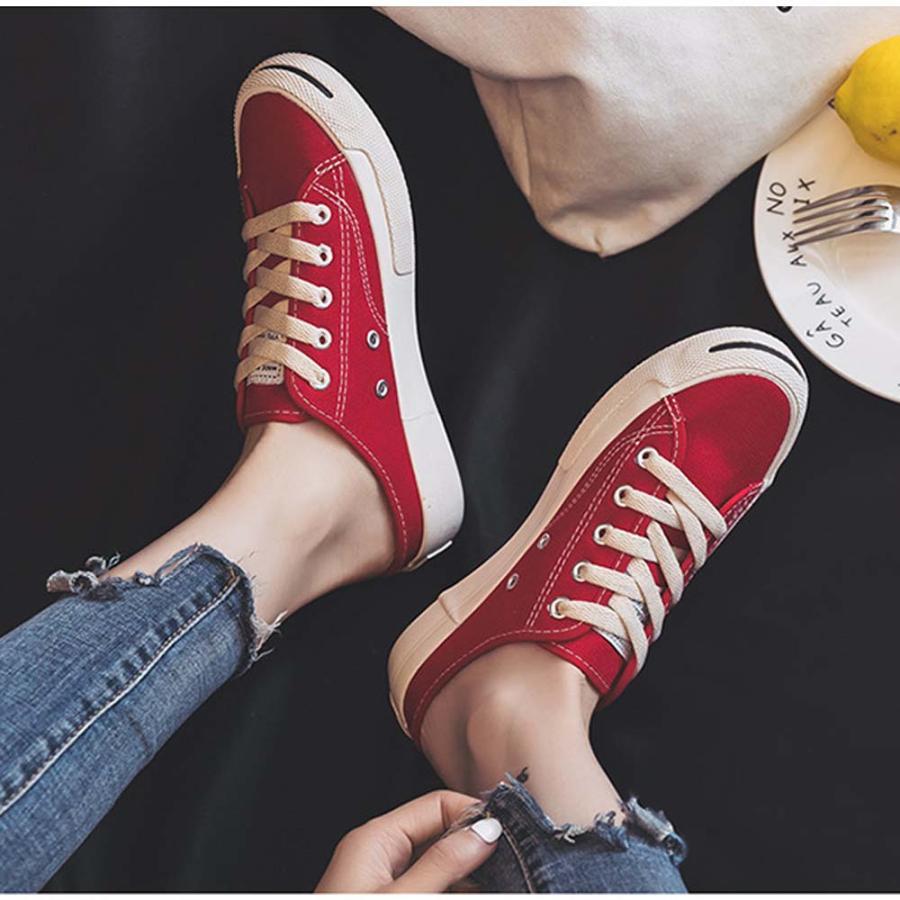 シューズ | スニーカー キャンバス 歩きやすい スリッポン かかとなし ローカット レディース スニーカー 春夏 美脚 スニーカー