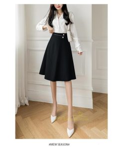 スカート | ロング丈 レデース 秋 冬  Aラインハイウエスト 体型カバー お洒落 通勤 OL 上品 20代 30代 40代 秋服 ビジネス 2021作 カジュアル 着痩せ