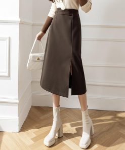 スカート | ロング 秋 秋服 レディース ボトムス ロングミモレ冬 スリット 無地 可愛い カジュアル 可愛い キレイめ オシャレ 着痩せ 韓国風