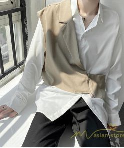 シャツ | メンズ トップス 長袖カジュアルフェイク レイヤード 重ね着風 白ビジネス 秋 秋服 20代 40代 おしゃれ 30代 50代 黒