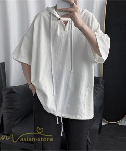 Tシャツ | トップス メンズ カットソー パーカー フード付き カジュアル 無地 7分丈 ゆったり 大きいサイズ 20代 30代 夏新作 ルームウェア 体型カバー シンプル