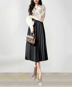 スカート | プリーツロング丈 ハイウエスト 春 着痩せ おしゃれ お誕生日 スカート夏 レディース ボトムス ロング膝下 ママ 通勤通学 大人 OL 母