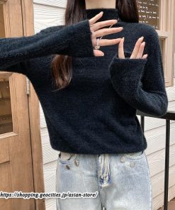 ニット・セーター | カットソー ニット レディース ハイネック 長袖 秋冬 春 トップス スリム ストレッチ インナー 無地 長袖ニット 長袖カットソー 着痩せ 通学通勤 プルオーバー