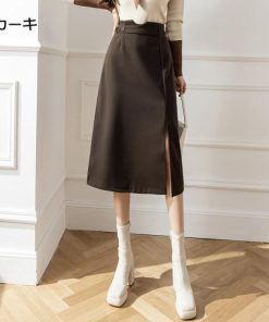 スカート | ロング 秋 秋服 レディース ボトムス ロングミモレ冬 スリット 無地 可愛い カジュアル 可愛い キレイめ オシャレ 着痩せ 韓国風