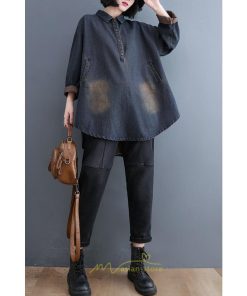 シャツ・ブラウス | デニムシャツワンピ ワンピース ロング 長袖 デニム 送料無料 大きいサイズ マタニティ 体型カバー 春 夏 秋 冬 50代 20代 30代 40代 おしゃれ