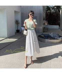 スカート | フレア ロング春物 レディース 春夏 リボン付き 蝶結び ウエストゴム 20代30代40代 通勤通学 カジュアル お出かけ 夏物 上品 着痩せ 着回し