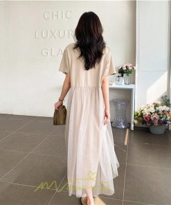 マキシ | ワンピース レディース マキシ丈 コットン 体型カバー 着痩せ 韓国風 30代 40代 50代 丸ネック 通勤 OL 新作 2022 お出かけ デート おしゃれ キレイめ