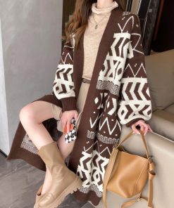 カーディガン | ニットロングカーディガンレディース韓国冬