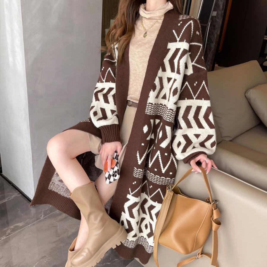 カーディガン | ニットロングカーディガンレディース韓国冬