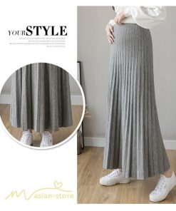 スカート | マタニティプリーツ レディース 秋 冬 コーデ Aライン 可愛い 妊婦服 産前 産後 ウエスト調整 上品 マタニティウェア ロング丈 体型カバー