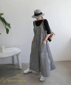オーバーオール サロペット | オールインワン レディース ワイドパンツ ロング丈 トレンド チェック柄 ストライプ サロペット ボトムス 大きいサイズ 着痩せ オーバーオール 韓国風 日常感 夏