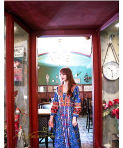 マキシ | ロングワンピース 九分袖 夏ワンピース 秋新作 Aラインワンピース マキシワンピース 刺繍 花柄 プリント 切り替え 旅行 舞台 ダンス 30代40代 可愛い ワンピース