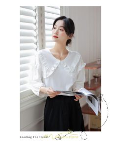 シャツ・ブラウス | トップス ブラウス 七分袖 シャツ きれいめ レディース 夏 白 赤 クルーネック フリル 春夏コーデ オフィス お仕事 通勤 就活 お出かけ ビジネス カジュアル