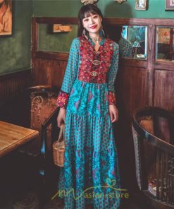 マキシ | ワンピース ロング 着やせ効果抜群 夏秋 長袖 他と被らない 刺繍 上品 きれいめ ロングワンピース マキシワンピ 舞台 演出 パーティー ダンス