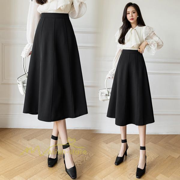 スカート | フレア無地 きれいめ 30代 40代 50代 着やせ 上品 ボトムス 春秋 夏 お洒落 通勤 エレガント 着痩せ 着回し ハイウエスト カジュアル 通学 お出かけ