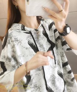 ｔシャツ・カットソー | Tシャツ パーカー レディース ゆったり 半袖 プリント フード付き 可愛い 大きいサイズ 上品 夏服 体型カバー カットソー 薄手 カジュアル 上品 おしゃれ