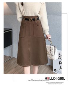 スカート | ミモレ丈 ひざ丈 レディース スリット リゾート 体型カバー 着痩せ Aライン 上品 2022新作 オシャレ キレイめ 韓国風 ポケット 秋冬