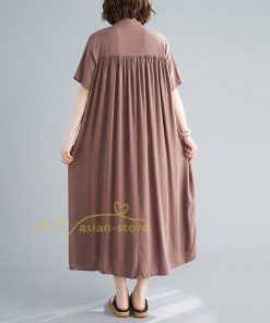 マキシ | ワンピース レディース 春夏 半袖ワンピース 40代 キレイめ ロングワンピース 無地 Aラインワンピース オシャレ カーディガン 韓国風 シャツワンピース ゆったり