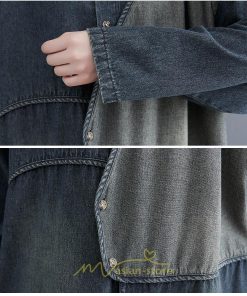 デニムワンピース | ワンピース 長袖 シャツワンピース デニムシャツ ジャケット 前開き 無地 Aラインワンピ ロングワンピ ワンピ スリム 20代30代40代 可愛い