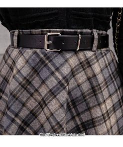 スカート | ロングミモレ レディース フレア Aライン ハイウエスト おしゃれ ゆったり ひざ下 体型カバー チェック柄 ラシャ ベルト付き 30代 20代 40代