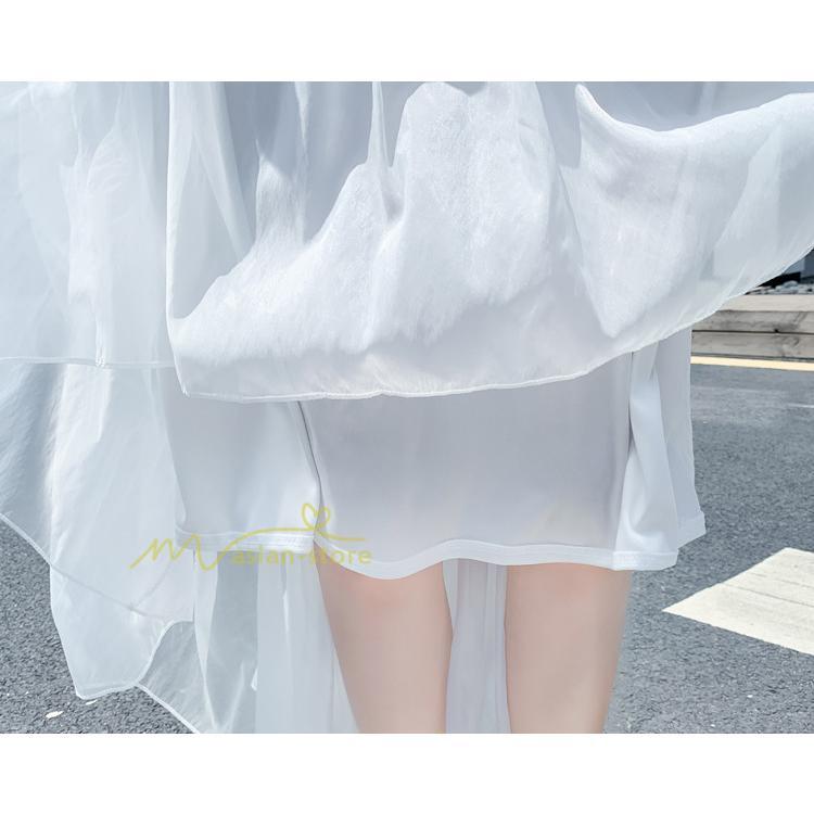 スカート | レディース チュール春夏 コーデ ウエストゴム ロングフレア着痩せ 通勤 カジュアル ドッキング プリーツ通学